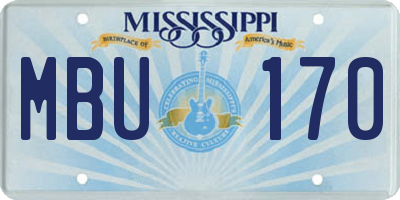 MS license plate MBU170
