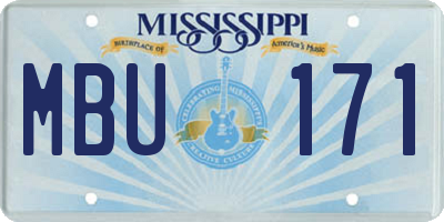 MS license plate MBU171