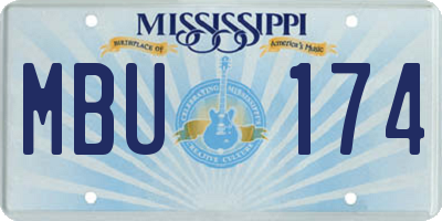 MS license plate MBU174