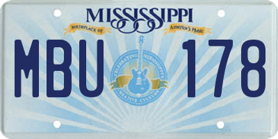 MS license plate MBU178