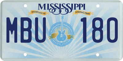 MS license plate MBU180