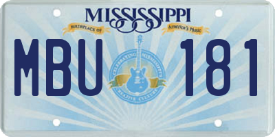 MS license plate MBU181