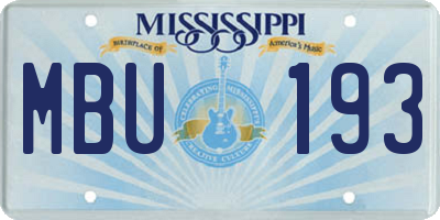 MS license plate MBU193