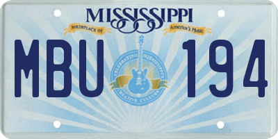 MS license plate MBU194