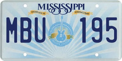 MS license plate MBU195