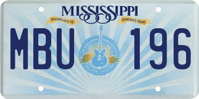 MS license plate MBU196
