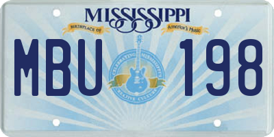 MS license plate MBU198