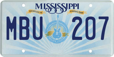 MS license plate MBU207