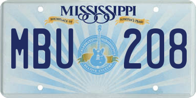 MS license plate MBU208