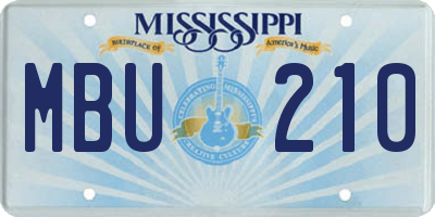 MS license plate MBU210