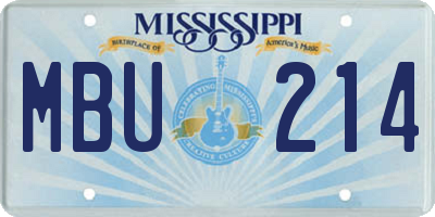 MS license plate MBU214