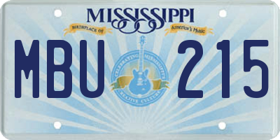 MS license plate MBU215