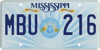 MS license plate MBU216
