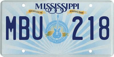 MS license plate MBU218