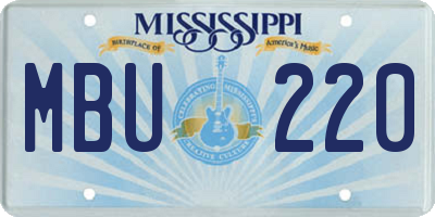 MS license plate MBU220