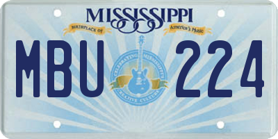 MS license plate MBU224