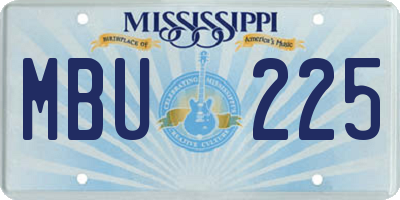 MS license plate MBU225