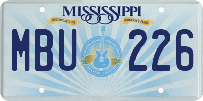 MS license plate MBU226