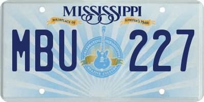MS license plate MBU227