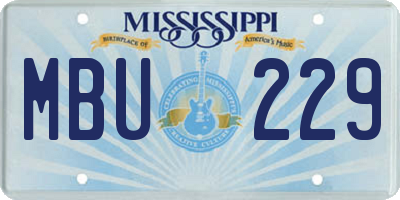MS license plate MBU229