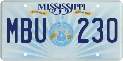 MS license plate MBU230