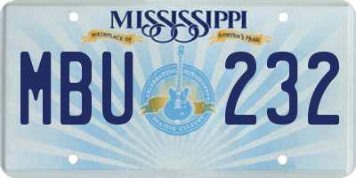MS license plate MBU232