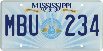 MS license plate MBU234