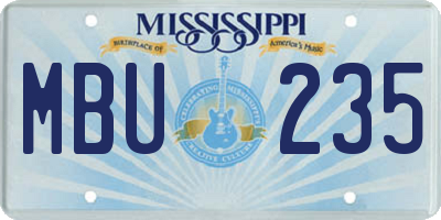 MS license plate MBU235