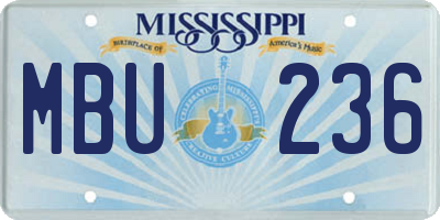 MS license plate MBU236
