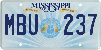 MS license plate MBU237
