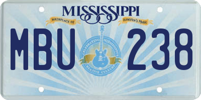 MS license plate MBU238