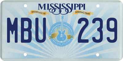 MS license plate MBU239