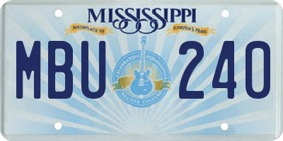 MS license plate MBU240