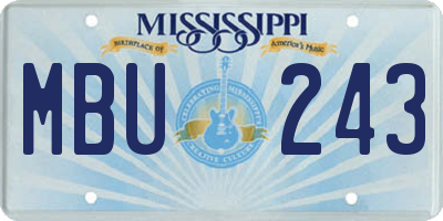 MS license plate MBU243