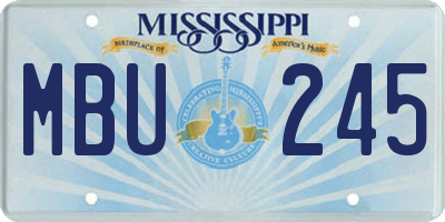 MS license plate MBU245