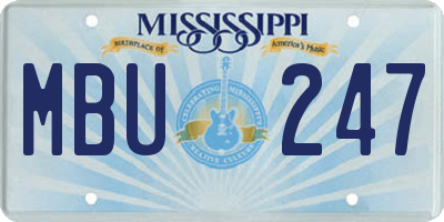 MS license plate MBU247