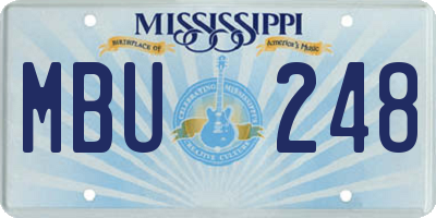 MS license plate MBU248
