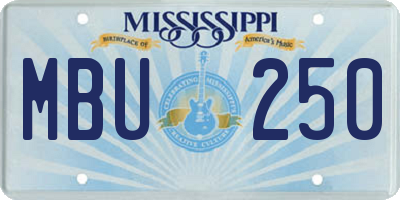 MS license plate MBU250