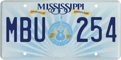 MS license plate MBU254