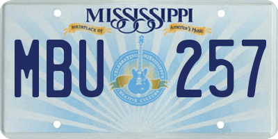 MS license plate MBU257
