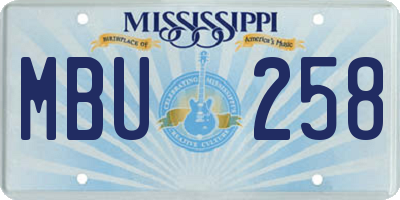 MS license plate MBU258