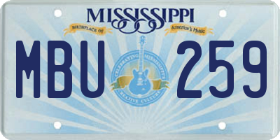MS license plate MBU259