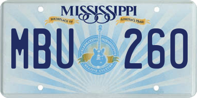 MS license plate MBU260