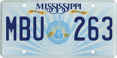 MS license plate MBU263