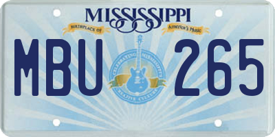 MS license plate MBU265