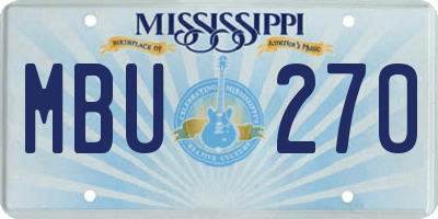 MS license plate MBU270