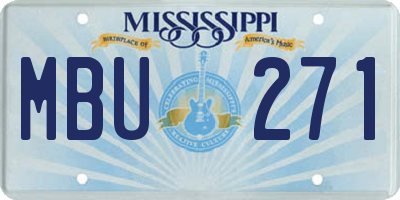 MS license plate MBU271