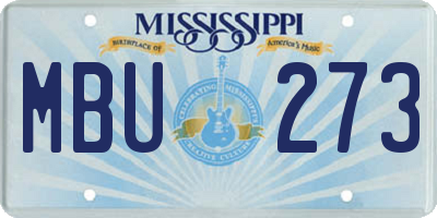 MS license plate MBU273