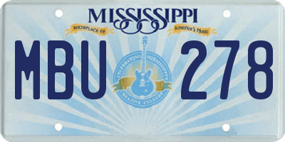 MS license plate MBU278