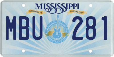MS license plate MBU281